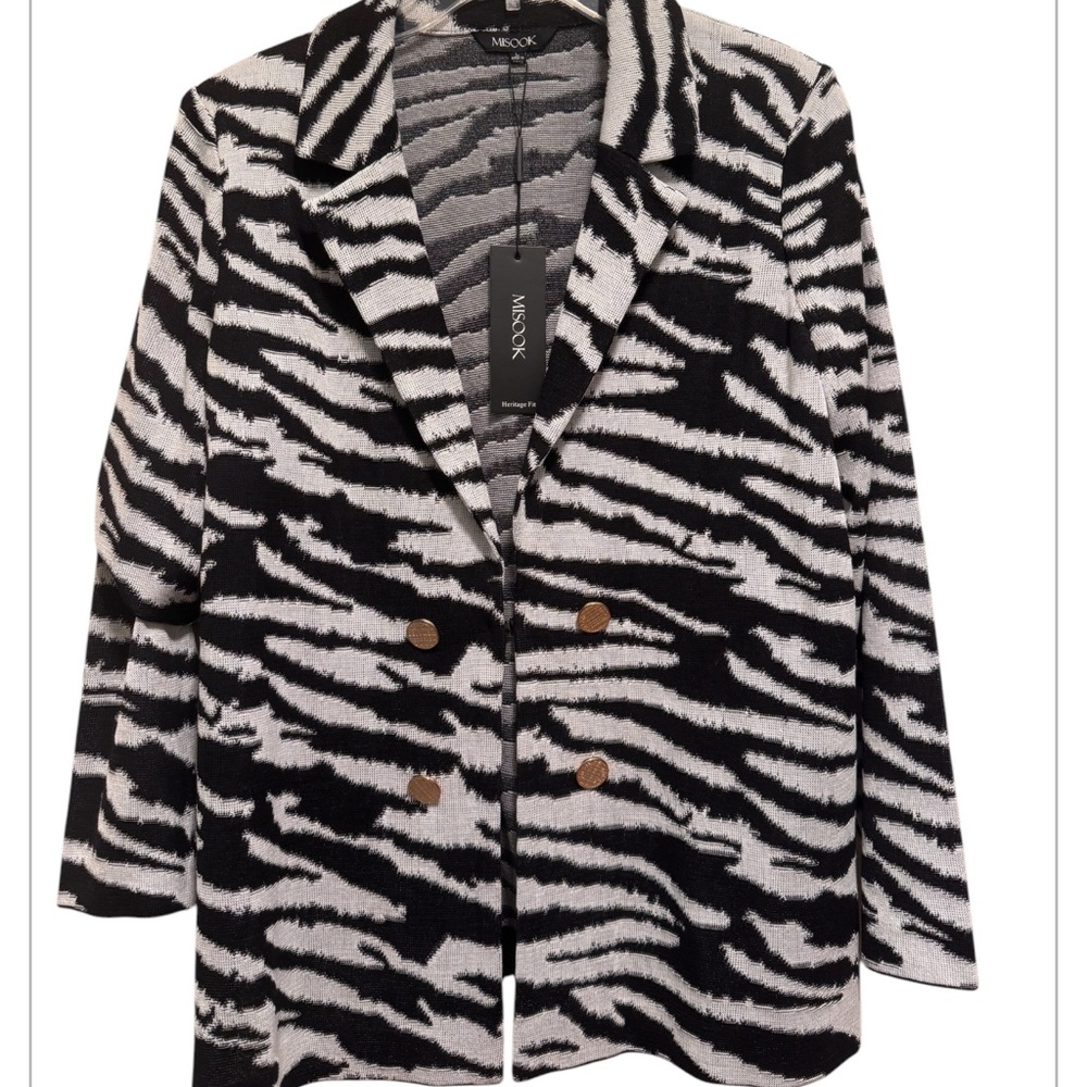 Misook Black and White Zebra Print Blazer